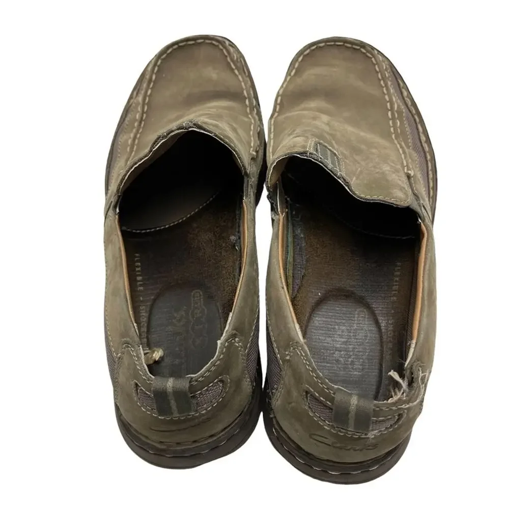 CLARKS XTR LITE Genuine Leather Neutral Taupe Loafers Casual Slip On Shoes 10.5